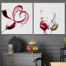 Canvas Prints Wall Art - Artistic Wine Splash Closeup | Modern Home Deoration/Wall Art Giclee Printing Wrapped Canvas Art Ready to Hang - 16"x16" x 2 Panels