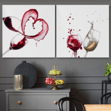 Canvas Prints Wall Art - Artistic Wine Splash Closeup | Modern Home Deoration/Wall Art Giclee Printing Wrapped Canvas Art Ready to Hang - 24"x24" x 2 Panels