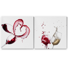 Canvas Prints Wall Art - Artistic Wine Splash Closeup | Modern Home Deoration/Wall Art Giclee Printing Wrapped Canvas Art Ready to Hang - 12"x12" x 2 Panels