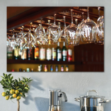 Canvas Wall Art - Empty Glasses for Wine Above a Bar Rack | Modern Home Art Canvas Prints Gallery Wrap Giclee Printing & Ready to Hang - 32" x 48"