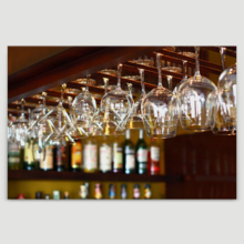 Canvas Wall Art - Empty Glasses for Wine Above a Bar Rack | Modern Home Art Canvas Prints Gallery Wrap Giclee Printing & Ready to Hang - 32" x 48"