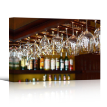Canvas Wall Art - Empty Glasses for Wine Above a Bar Rack | Modern Home Art Canvas Prints Gallery Wrap Giclee Printing & Ready to Hang - 32" x 48"