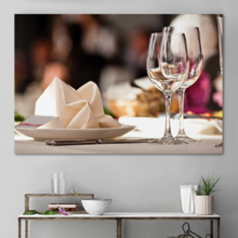 Canvas Wall Art - Empty Glasses Set in Restaurant | Modern Home Art Canvas Prints Gallery Wrap Giclee Printing & Ready to Hang - 12" x 18"