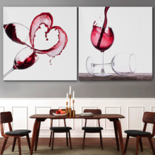 Canvas Wall Art - Red Wine Splashing | Modern Home Art 2 Panel Canvas Prints Giclee Printing & Ready to Hang - 16"x16" x 2 Panels