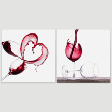 Canvas Wall Art - Red Wine Splashing | Modern Home Art 2 Panel Canvas Prints Giclee Printing & Ready to Hang - 16"x16" x 2 Panels