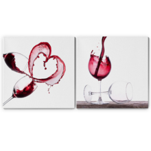 Canvas Wall Art - Red Wine Splashing | Modern Home Art 2 Panel Canvas Prints Giclee Printing & Ready to Hang - 16"x16" x 2 Panels