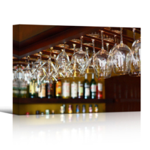 Canvas Wall Art - Empty Glasses for Wine Above a Bar Rack | Modern Home Art Canvas Prints Gallery Wrap Giclee Printing & Ready to Hang - 24" x 36"