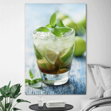 Canvas Prints Wall Art - Fresh Mojito on a Rustic Table Beverage/Wine Photograph | Modern Wall Decor/Home Decoration Stretched Gallery Canvas Wrap Giclee Print & Ready to Hang - 18" x 12"