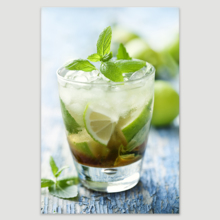 Canvas Prints Wall Art - Fresh Mojito on a Rustic Table Beverage/Wine Photograph | Modern Wall Decor/Home Decoration Stretched Gallery Canvas Wrap Giclee Print & Ready to Hang - 18" x 12"