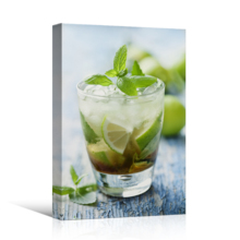 Canvas Prints Wall Art - Fresh Mojito on a Rustic Table Beverage/Wine Photograph | Modern Wall Decor/Home Decoration Stretched Gallery Canvas Wrap Giclee Print & Ready to Hang - 36" x 24"