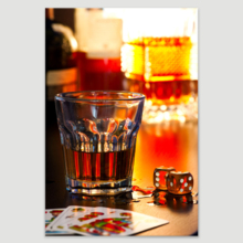 Canvas Prints Wall Art - Still Life Glass of Whiskey with Dice and Playing Cards | Modern Wall Decor/Home Decoration Stretched Gallery Canvas Wrap Giclee Print & Ready to Hang - 24" x 16"