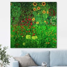 Cottage Garden with Sunflowers by Gustav Klimt (Oil Reproduction) - Canvas Art