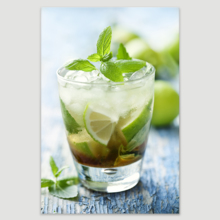 Canvas Prints Wall Art - Fresh Mojito on a Rustic Table Beverage/Wine Photograph | Modern Wall Decor/Home Decoration Stretched Gallery Canvas Wrap Giclee Print & Ready to Hang - 48" x 32"