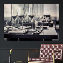 Canvas Prints Wall Art - A Set of Empty Glasses in Restaurant | Modern Wall Decor/Home Art Stretched Gallery Wraps Giclee Print & Wood Framed. Ready to Hang - 32" x 48"