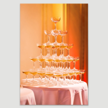 Canvas Prints Wall Art - Beautiful Champagne Pyramid in Restaurant/Party | Modern Wall Decor/Home Art Stretched Gallery Wraps Giclee Print & Wood Framed. Ready to Hang - 18" x 12"