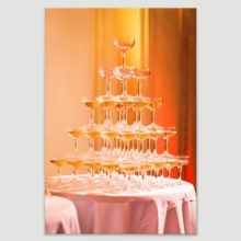 Canvas Prints Wall Art - Beautiful Champagne Pyramid in Restaurant/Party | Modern Wall Decor/Home Art Stretched Gallery Wraps Giclee Print & Wood Framed. Ready to Hang - 36" x 24"