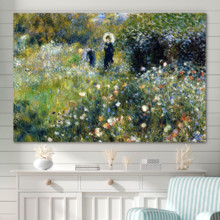 Woman with a Parasol in a Garden - Canvas Print