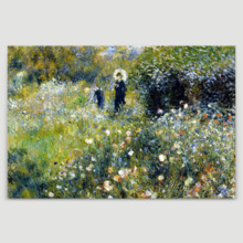 Woman with a Parasol in a Garden - Canvas Print