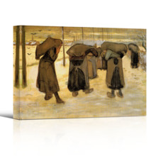 Miners Wives Carrying Sacks of Coal by Vincent Van Gogh - Canvas Print Wall Art Famous Painting Reproduction - 16" x 24"