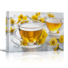 Canvas Prints Wall Art - Chamomile Tea with Daisies | Modern Wall Decor/Home Decoration Stretched Gallery Canvas Wrap Giclee Print. Ready to Hang - 12" x 18"