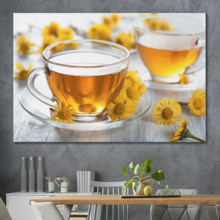 Canvas Prints Wall Art - Chamomile Tea with Daisies | Modern Wall Decor/Home Decoration Stretched Gallery Canvas Wrap Giclee Print. Ready to Hang - 12" x 18"