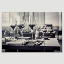 Canvas Prints Wall Art - A Set of Empty Glasses in Restaurant | Modern Wall Decor/Home Art Stretched Gallery Wraps Giclee Print & Wood Framed. Ready to Hang - 12" x 18"