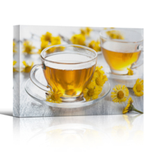 Canvas Prints Wall Art - Chamomile Tea with Daisies | Modern Wall Decor/Home Decoration Stretched Gallery Canvas Wrap Giclee Print. Ready to Hang - 32" x 48"