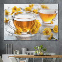 Canvas Prints Wall Art - Chamomile Tea with Daisies | Modern Wall Decor/Home Decoration Stretched Gallery Canvas Wrap Giclee Print. Ready to Hang - 32" x 48"