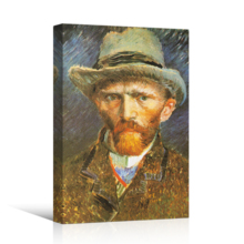 Self-Portrait with Grey Felt Hat by Vincent Van Gogh Canvas Print Wall Art Famous Painting Reproduction - 16" x 24"