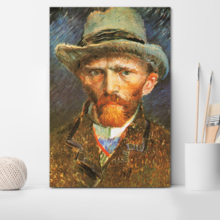 Self-Portrait with Grey Felt Hat by Vincent Van Gogh Canvas Print Wall Art Famous Painting Reproduction - 16" x 24"