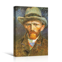 Self-Portrait with Grey Felt Hat by Vincent Van Gogh Canvas Print Wall Art Famous Painting Reproduction - 12" x 18"