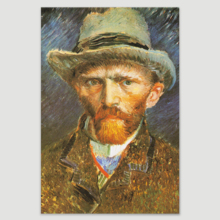 Self-Portrait with Grey Felt Hat by Vincent Van Gogh Canvas Print Wall Art Famous Painting Reproduction - 12" x 18"