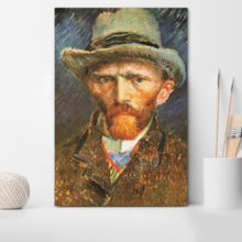 Self-Portrait with Grey Felt Hat by Vincent Van Gogh Canvas Print Wall Art Famous Painting Reproduction - 12" x 18"