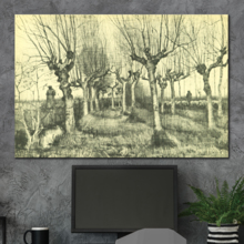 Tree Drawings by Vincent Van Gogh - Canvas Print Wall Art Famous Oil Painting Reproduction - 12" x 18"