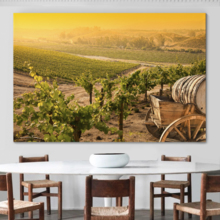 Canvas Prints Wall Art - Grape Vineyard with Vintage Barrel Carriage Wagon | Modern Wall Decor/Home Decoration Stretched Gallery Canvas Wrap Giclee Print. Ready to Hang - 24" x 36"