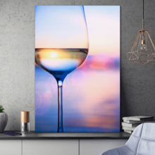 Canvas Prints Wall Art - White Wine on The Summer Sea Background | Modern Wall Decor/Home Decoration Stretched Gallery Canvas Wrap Giclee Print. Ready to Hang - 12" x 18"