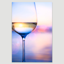 Canvas Prints Wall Art - White Wine on The Summer Sea Background | Modern Wall Decor/Home Decoration Stretched Gallery Canvas Wrap Giclee Print. Ready to Hang - 12" x 18"