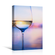 Canvas Prints Wall Art - White Wine on The Summer Sea Background | Modern Wall Decor/Home Decoration Stretched Gallery Canvas Wrap Giclee Print. Ready to Hang - 12" x 18"