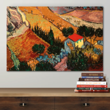 Valley with Ploughman Seen from Above by Vincent Van Gogh - Canvas Print Wall Art Famous Painting Reproduction - 12" x 18"