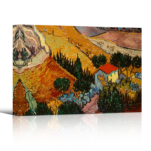 Valley with Ploughman Seen from Above by Vincent Van Gogh - Canvas Print Wall Art Famous Painting Reproduction - 12" x 18"