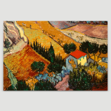 Valley with Ploughman Seen from Above by Vincent Van Gogh - Canvas Print Wall Art Famous Painting Reproduction - 12" x 18"
