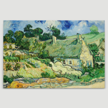 Thatched Cottages at Cordeville by Vincent Van Gogh - Canvas Print Wall Art Famous Painting Reproduction - 16" x 24"