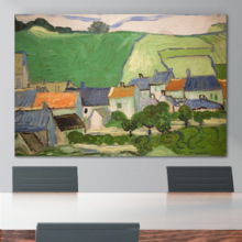 View of Auvers by Vincent Van Gogh - Canvas Print Wall Art Famous Painting Reproduction - 16" x 24"