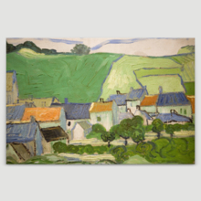 View of Auvers by Vincent Van Gogh - Canvas Print Wall Art Famous Painting Reproduction - 12" x 18"