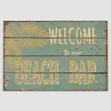 Rustic Wooden Welcome to Our Beach Bar Sign - Canvas Art Home Art - 12x18 inches