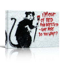 Rat Art I’m Out Of Bed And Dressed by Banksy - Canvas Print