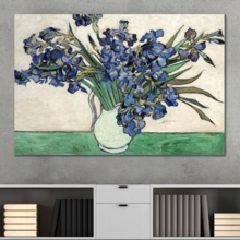 Irises in a Vase by Vincent Van Gogh - Oil Painting Reproduction on Canvas Prints Wall Art, Ready to Hang - 24" x 36"