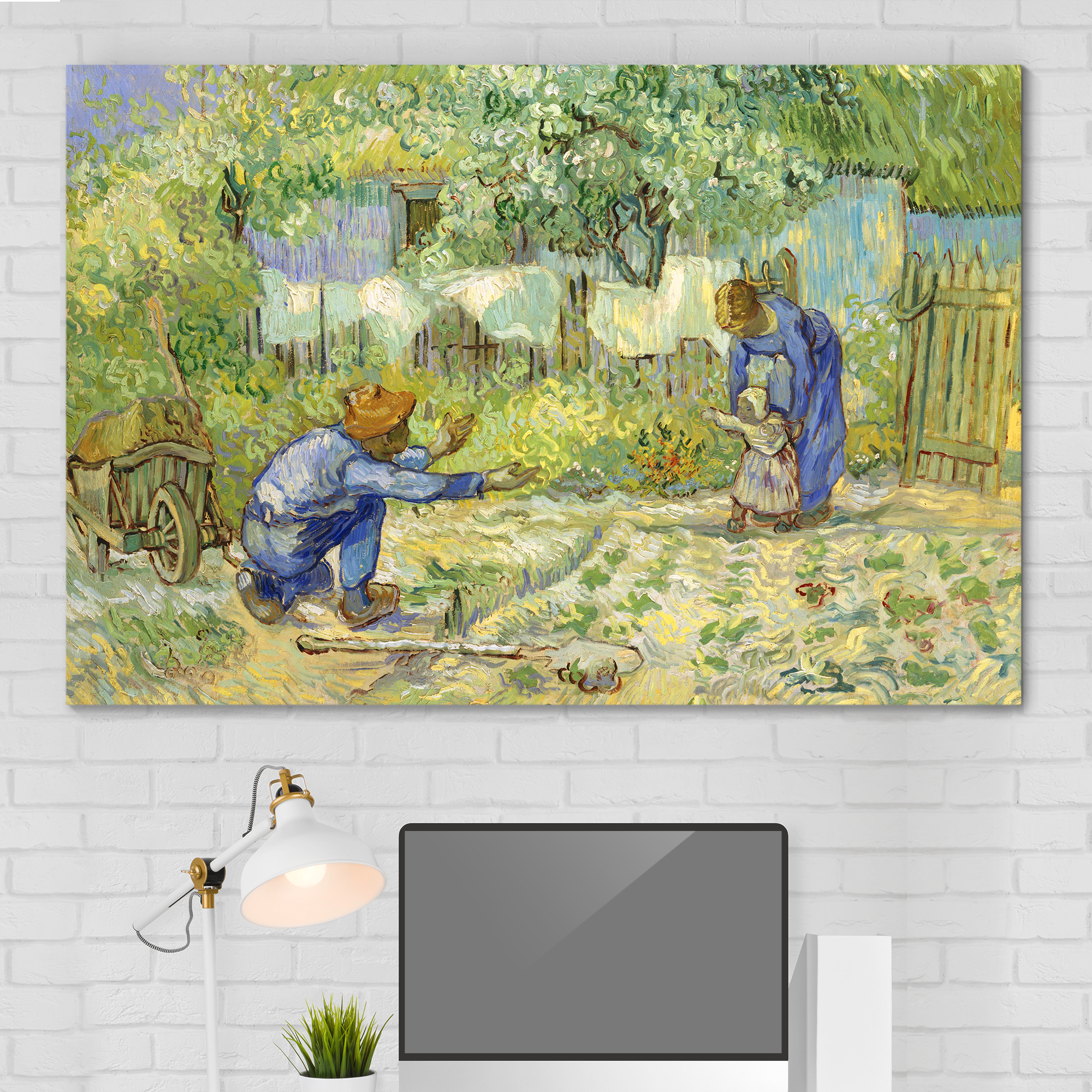 First Steps (After Millet) by Vincent Van Gogh - Oil Painting Reproduction on Canvas Prints Wall Art, Ready to Hang - 24