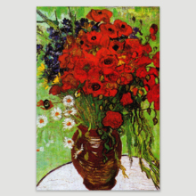 Red Poppies and Daisies by Vincent Van Gogh - Oil Painting Reproduction on Canvas Prints Wall Art, Ready to Hang - 24" x 36"