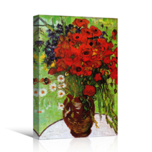 Red Poppies and Daisies by Vincent Van Gogh - Oil Painting Reproduction on Canvas Prints Wall Art, Ready to Hang - 24" x 36"